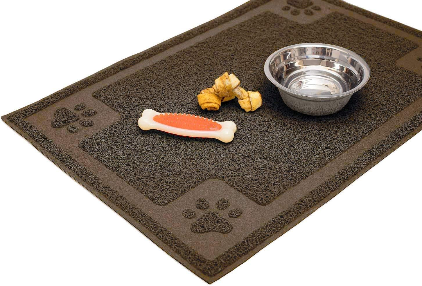 Bowl Mat for Cat and Dog, Silicone Non-Slip Absorbent Waterproof Dog Food Mat, Easy to Clean, Unique Paw Design