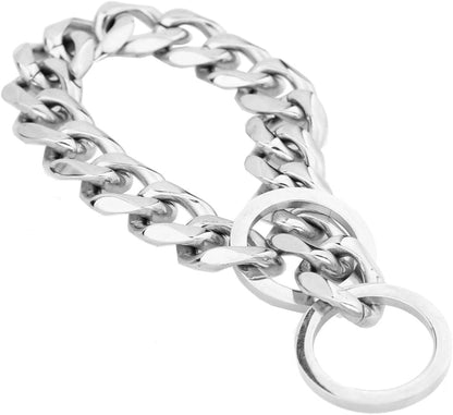 10/12/15/17/19Mm Strong Curb Cuban Link 316L Stainless Steel Dog Choke Chain Collar 12-36Inch(18Inches,19Mm)